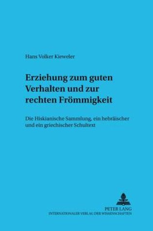 Cover of Erziehung Zum Guten Verhalten Und Zur Rechten Froemmigkeit