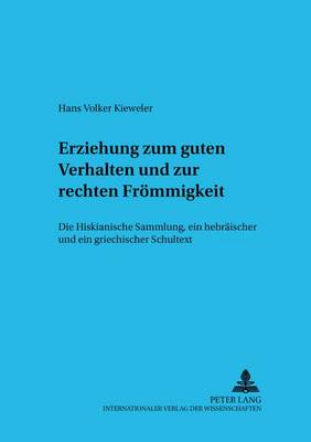 Cover of Erziehung Zum Guten Verhalten Und Zur Rechten Froemmigkeit