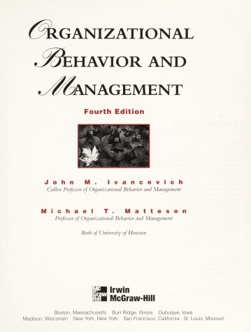 Book cover for Org Beh Mgmt Intl Ed