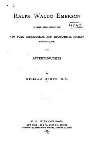 Cover of Ralph Waldo Emerson, A Paper Read Before the New York Genealogical and Biographical Society