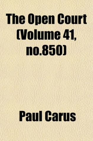Cover of The Open Court (Volume 41, No.850)