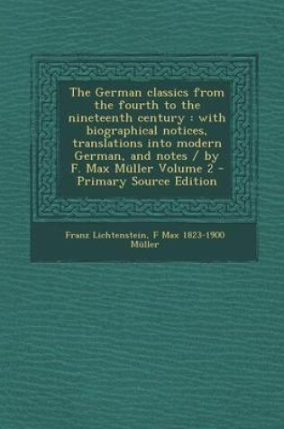 Cover of The German Classics from the Fourth to the Nineteenth Century