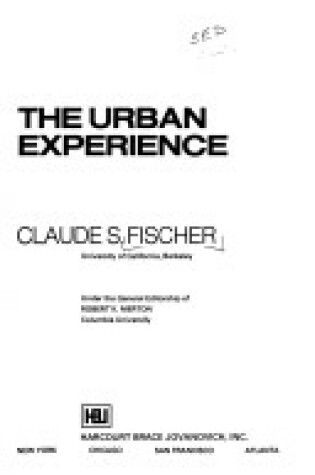 Cover of Urban Experience
