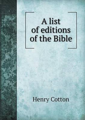 Book cover for A List of Editions of the Bible