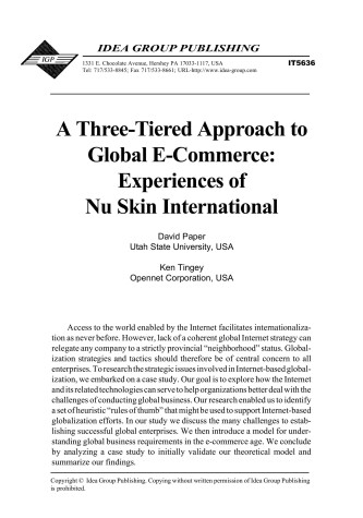 Book cover for A Three-Tiered Approach to Global E-Commerce