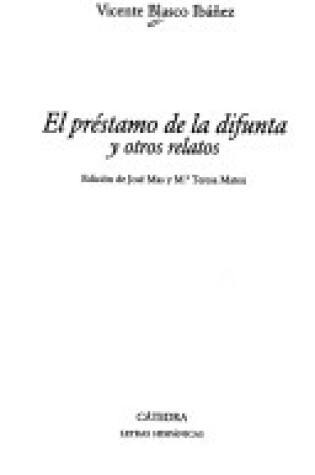 Cover of Prestamo De La Difunta y Otros Relatos
