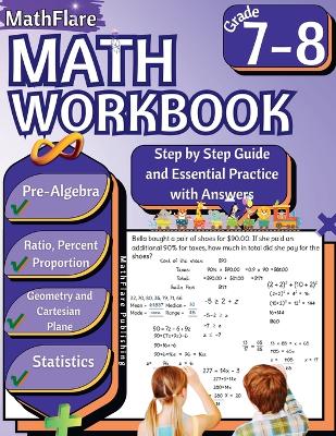 Book cover for MathFlare - Math Workbook 7th and 8th Grade