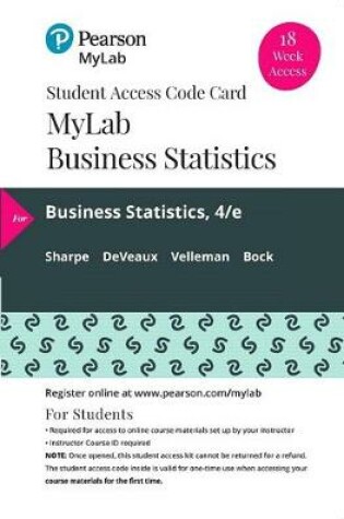 Cover of Mylab Statistics with Pearson Etext -- 18 Week Standalone Access Card -- For Business Statistics