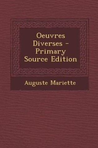 Cover of Oeuvres Diverses - Primary Source Edition