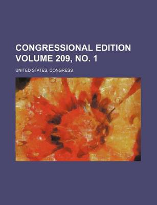 Book cover for Congressional Edition Volume 209, No. 1