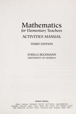 Book cover for Activity Manual for Mathematics for Elementary Teachers