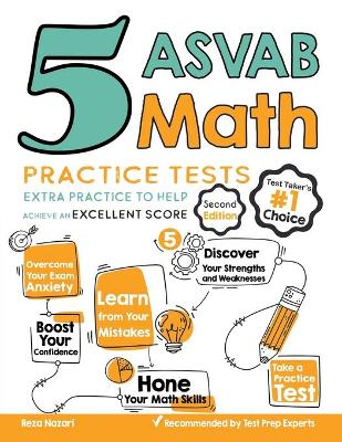 Book cover for 5 ASVAB Math Practice Tests