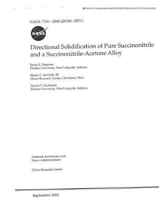 Book cover for Directional Solidification of Pure Succinonitrile and a Succinonitrile-Acetone Alloy