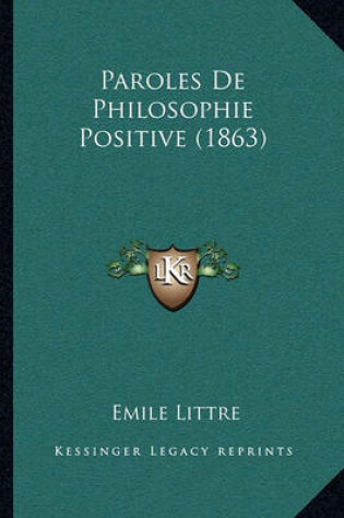 Cover of Paroles de Philosophie Positive (1863)