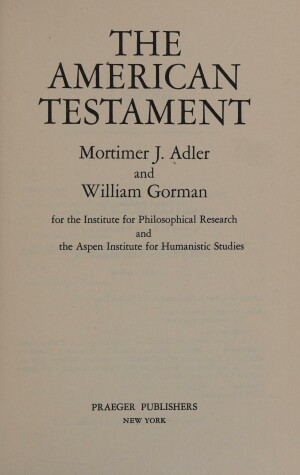 Book cover for The American Testament