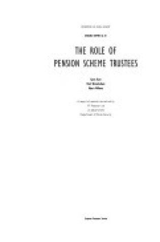 Cover of Role of Pension Scheme Trustees