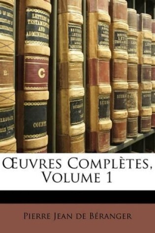 Cover of Uvres Completes, Volume 1