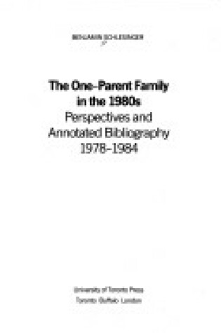 Cover of The One-parent Family in the 1980's