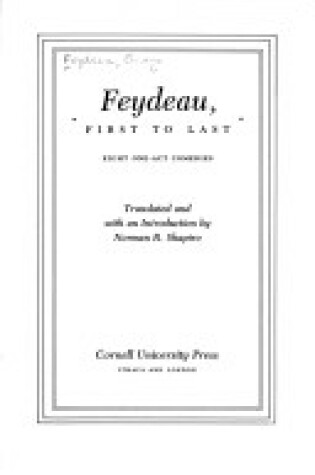 Cover of Feydeau, First to Last