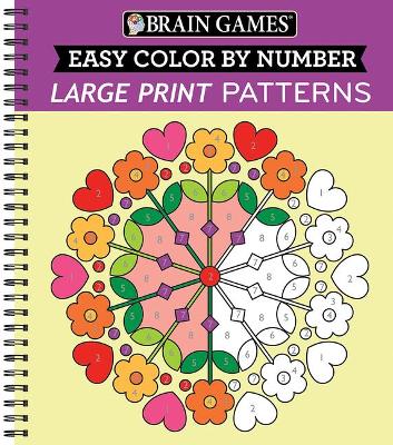 Book cover for Brain Games - Color by Number - Large Print: Patterns (Stress Free Coloring Book)