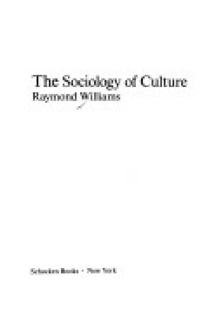 Cover of Sociology of Culture