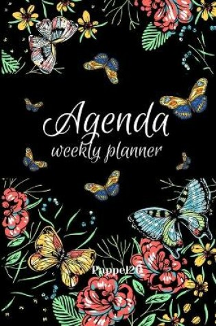 Cover of Agenda -Weekly Planner 2021 Butterflies Black Cover 138 pages 6x9-inches