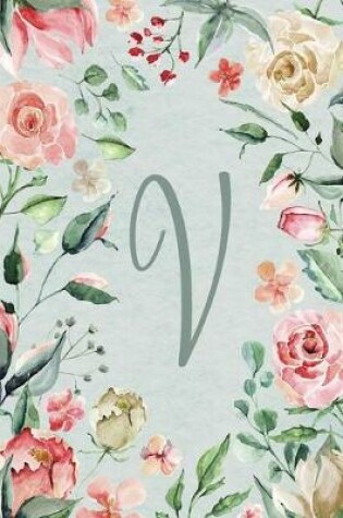 Cover of 2020 Weekly Planner, Letter/Initial V, Teal Pink Floral Design