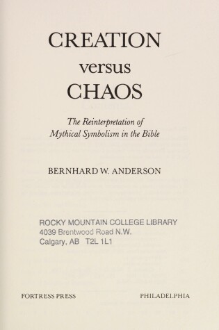 Cover of Creation Versus Chaos