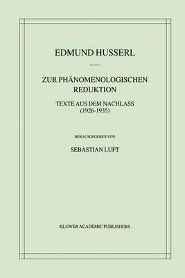 Cover of Zur Phanomenologischen Reduktion