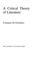Book cover for Critical Theory of Literature