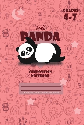 Book cover for Hello Panda Primary Composition 4-7 Notebook, 102 Sheets, 6 x 9 Inch Pink Cover
