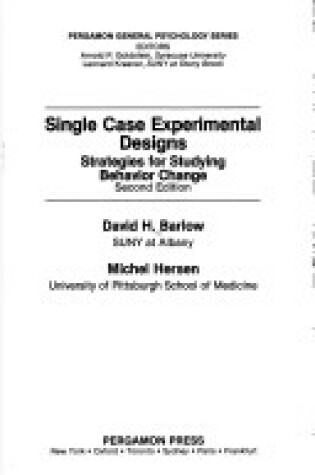 Cover of Single Case Experimental Designs
