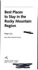 Book cover for Best Places to Stay in the Rocky Mountain States