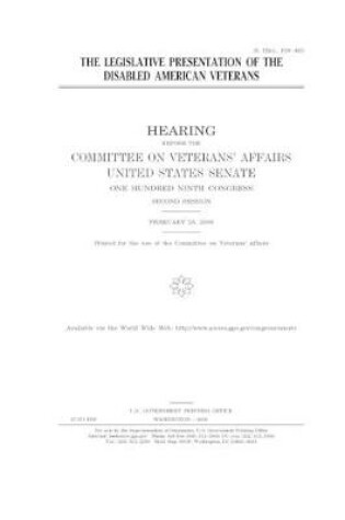 Cover of The legislative presentation of the Disabled American Veterans