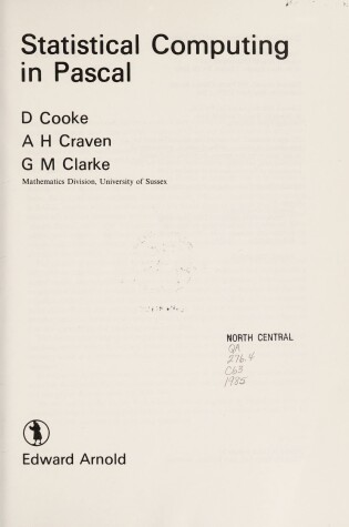 Cover of Statistical Computing in PASCAL