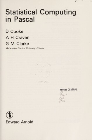 Book cover for Statistical Computing in PASCAL