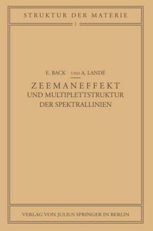 Cover of Zeemaneffekt und Multiplettstruktur der Spektrallinien