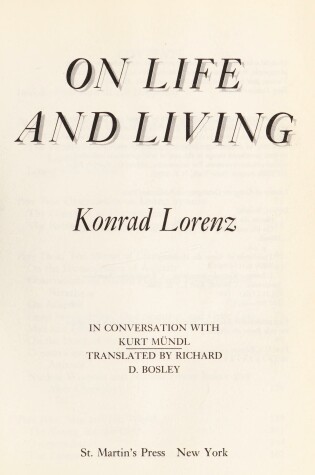 Cover of On Life and Living