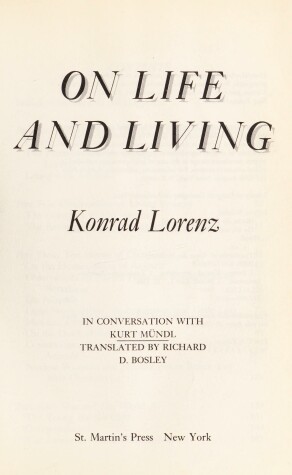 Book cover for On Life and Living