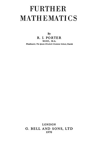 Book cover for Further Mathematics