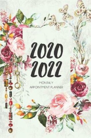 Cover of 2020-2022 Three 3 Year Planner Light Green Flowers Monthly Calendar Gratitude Agenda Schedule Organizer