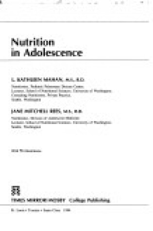 Cover of Nutrition in Adolescence