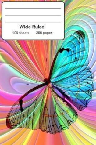 Cover of Wide Ruled Composition Notebook 6" x 9". Colorful Butterfly Aesthetics