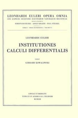 Cover of Institutiones calculi differentialis