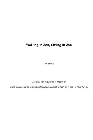 Cover of Walking in Zen, Sitting in Zen