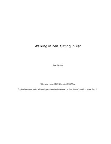 Book cover for Walking in Zen, Sitting in Zen