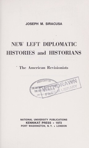 Book cover for New Left Diplomatic Histories and Historians