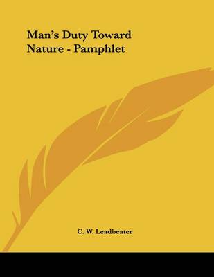 Book cover for Man's Duty Toward Nature - Pamphlet