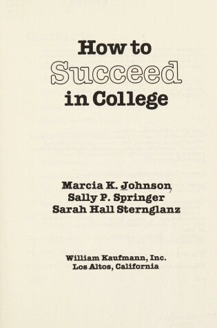 Cover of How to Succeed in College