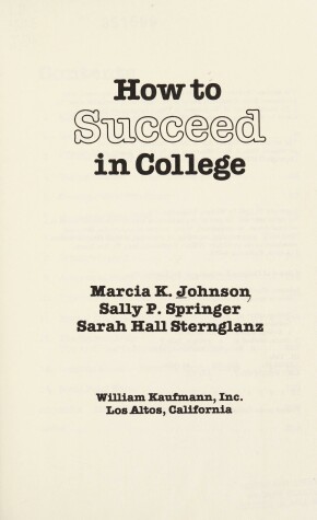 Book cover for How to Succeed in College